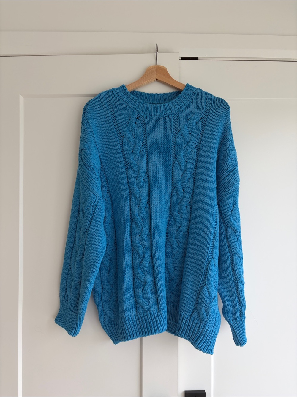 Urban Outfitters Bright Blue Cable Crewneck Sweater
